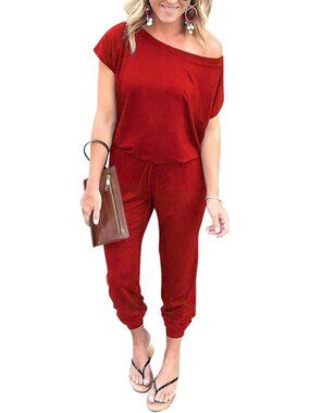 Women's Red Summer Dressy Outfits Off The Shoulder Imported Romper